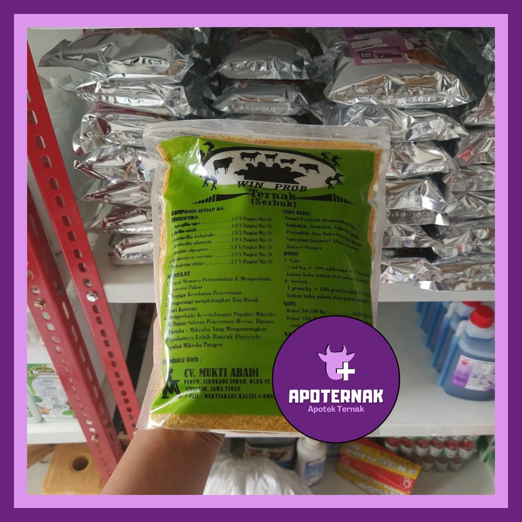 Probiotik Serbuk Ternak WIN PROB TERNAK 1 Kg - probiotik sapi - Probiotik Kambing WIN PROB TERNAK Serbuk Bubuk Kering | Probiotik Fermentasi Pakan Ternak Sapi Kambing Domba | Apoternak