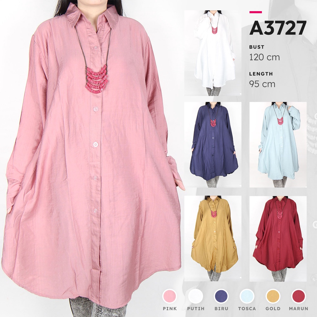 Maliju Tunik Jumbo Polos LD 120 CM Bigsize Katun Linen 5L - A3727