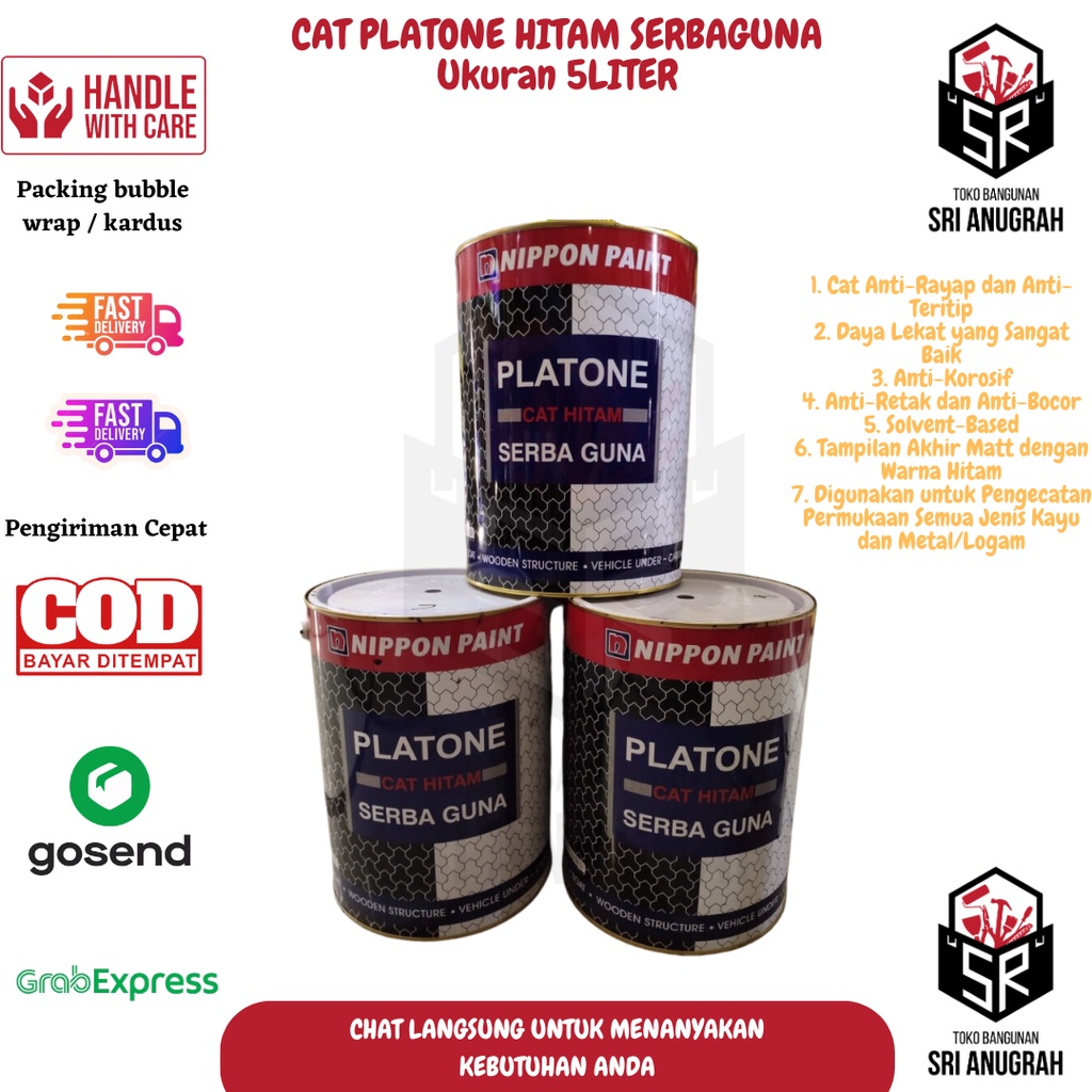 Nippon Paint Platone Cat Hitam Serbaguna