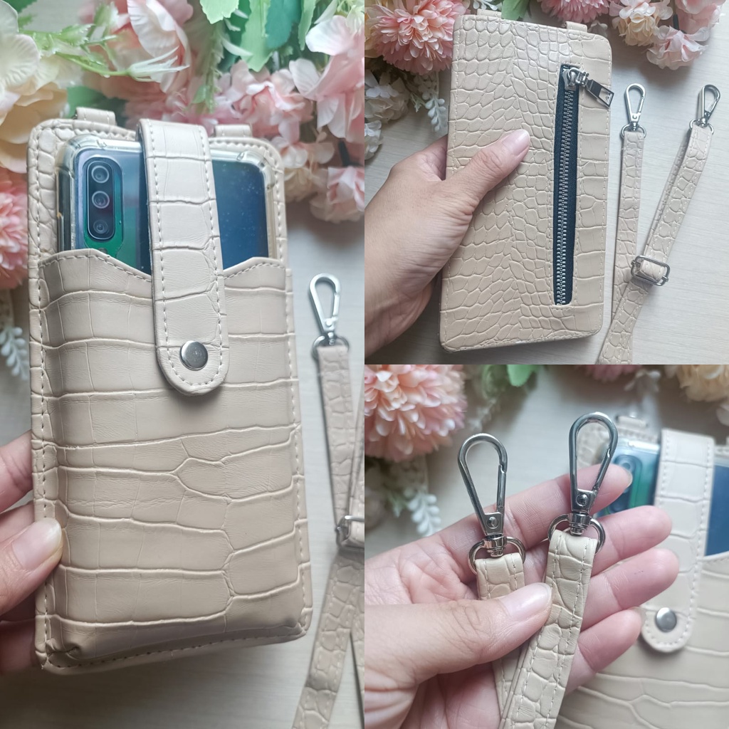 Tas Selempang Wanita Mini Kulit PU CROCO SLING PHONE Bag