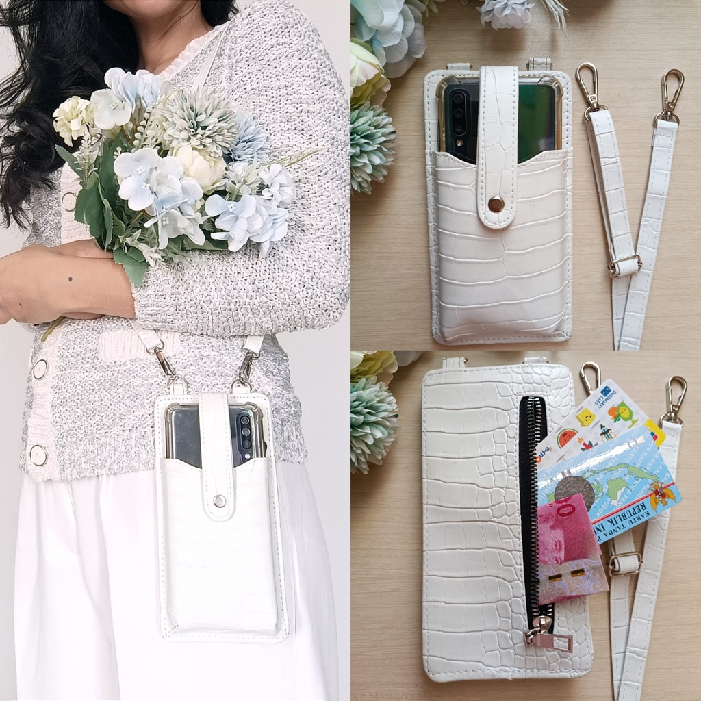 Tas Selempang Wanita Mini Kulit PU CROCO SLING PHONE Bag