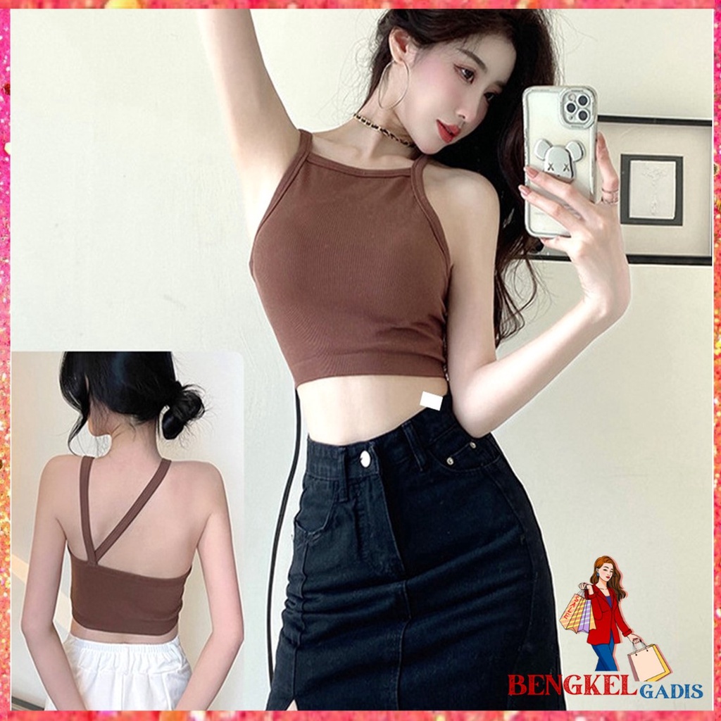 BG Tanktop Bra Wanita Tanpa Kawat 6560 Bra Fashion Wanita Turtle Neck Sexy Crop Top Elastis Bra Crop