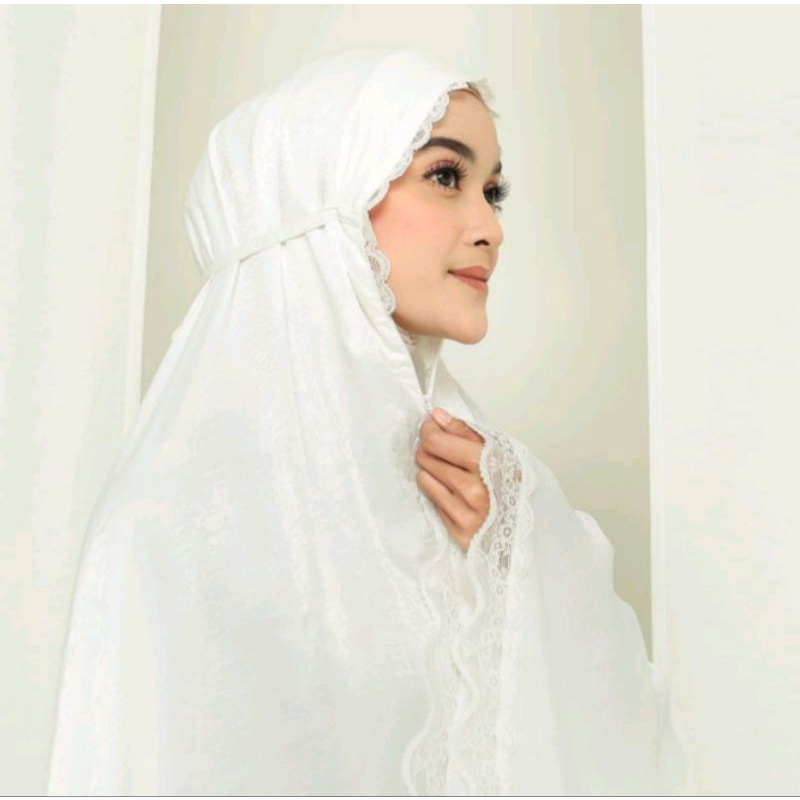 Mukena Jumbo Warna Putih / Mukena Santorini PREMIUM