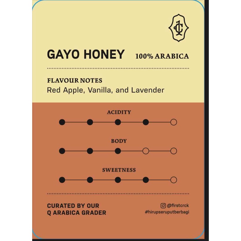 

Biji Kopi Aceh,Gayo Honey 200gr- First Crack Specialty Coffee
