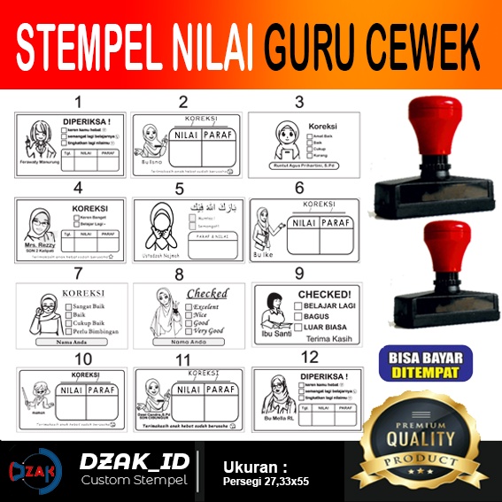 

Custom Poto Sendiri Stempel Nilau Guru Model Cewek / Stempel Koreksi Penilaian Guru