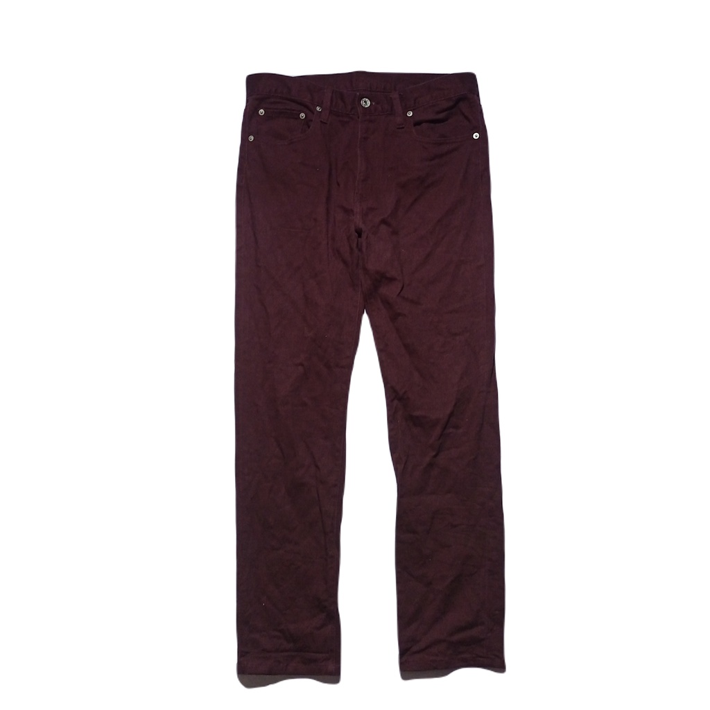 Pakaian Pria Celana Soft Jeans Uniqlo GU Maron Merah