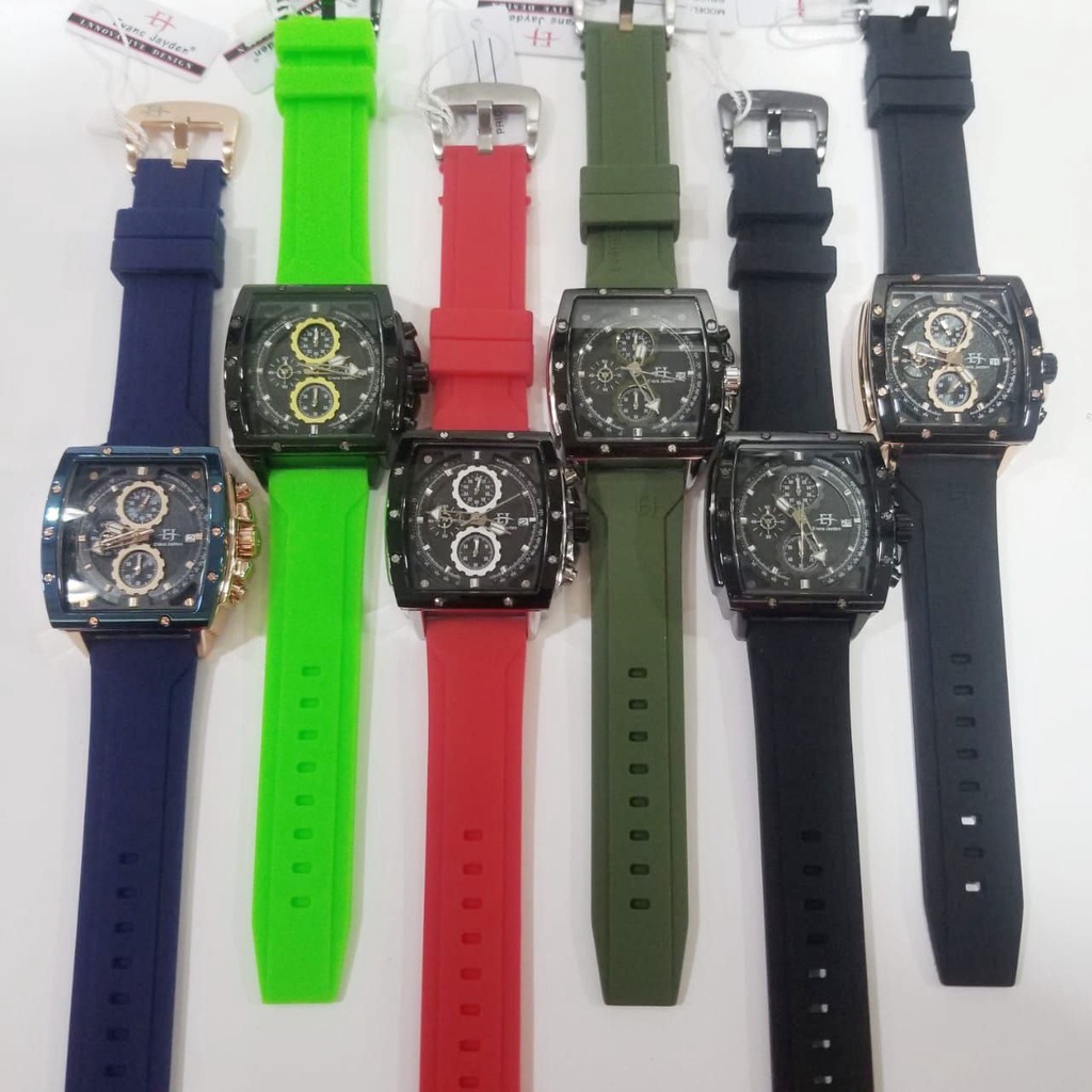 Jam Tangan Original Evans Jayden 9463 Strap Rantai Rubber Silicon Chrono Aktif Waterproof Aman dipakai Berenang