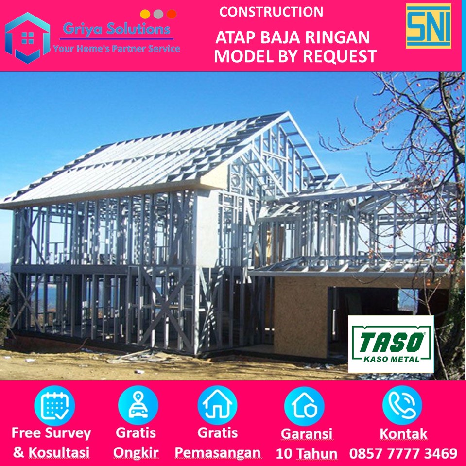 RANGKA ATAP BAJA RINGAN TASO C75.75 PAKET TERPASANG JATENG & DIY