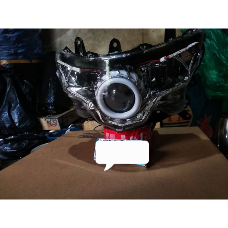 Reflektor mika lampu depan yamaha mio soul GT 125 model custom projie plus alis running