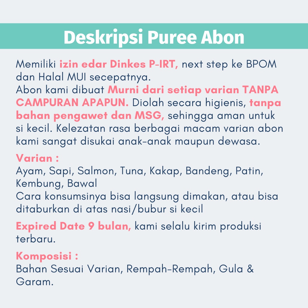 Yummybebi Abon MPASI Penambah Nafsu Makan Bayi Tanpa Campuran Kemasan Ekonomis Makanan Bayi Untuk Anak Bayi Penambah Berat Badan, BB Booster MPASI Bayi, Makanan Bayi Sehat