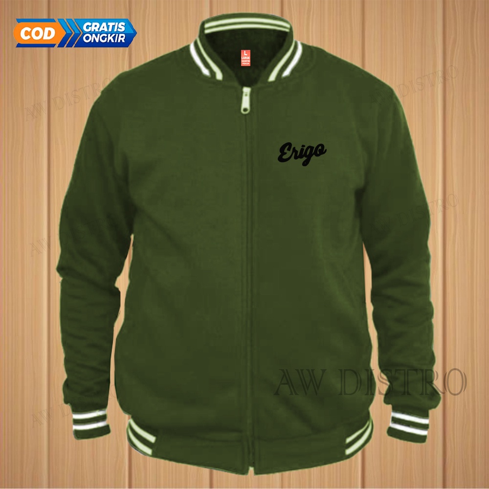 COD Jaket Baseball Varsity Distro Eri Go Text Hitam  Premium Quality