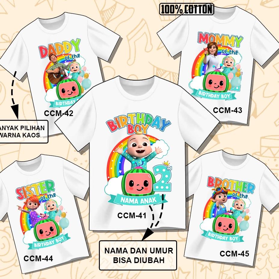 Stock ready2i2Hw Kaos Cocomelon Baju ulang tahun Cocomelon ultah Anak dan Dewasa