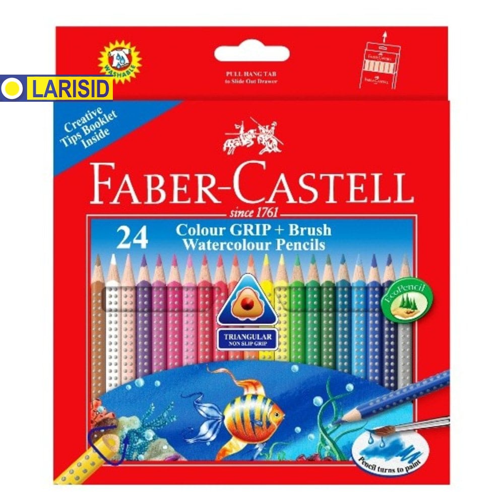 

Pensil Warna Faber Castell Grip Water Colour 24 Triangle Color Bonus Kuas