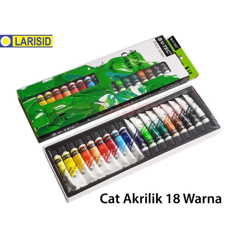 

V-Tec Acrylic Color Set 18 818A Cat Akrilik V-Tec 818 A 18 Warna 18Ml