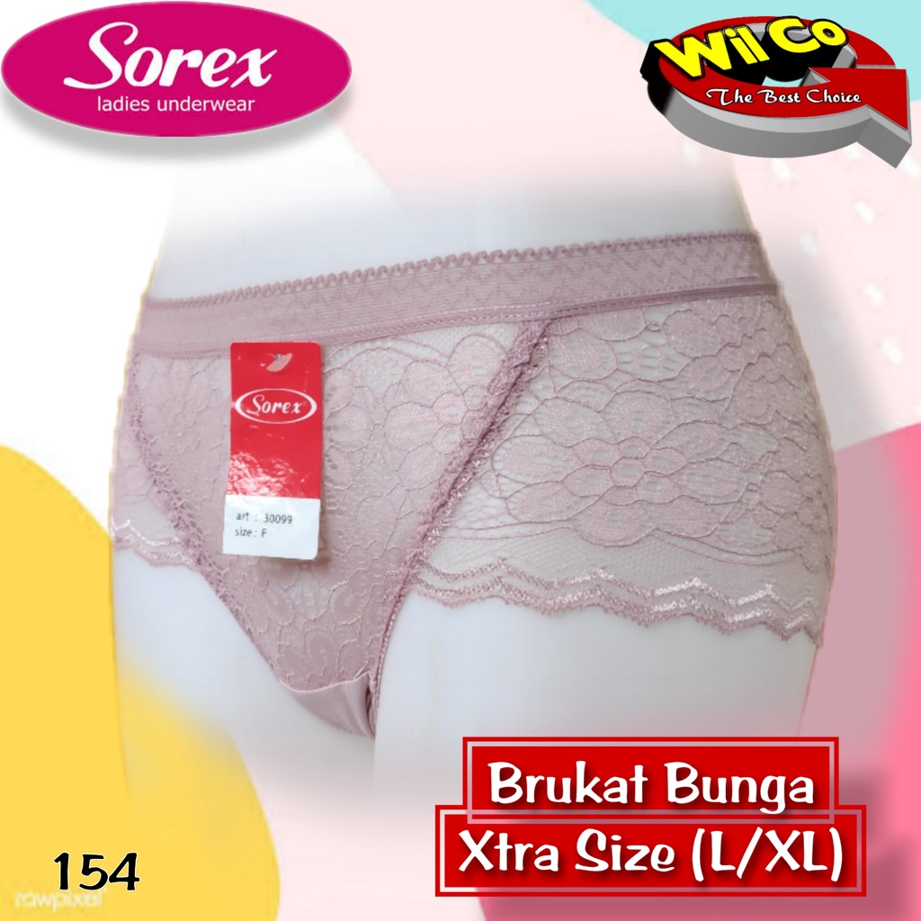 K154 - (Harga Per 1 Potong) CELANA DALAM WANITA PAKAIAN WANITA PAKAIAN DALAM BRUKAT TRANSPARAN SOREX FREE SIZE