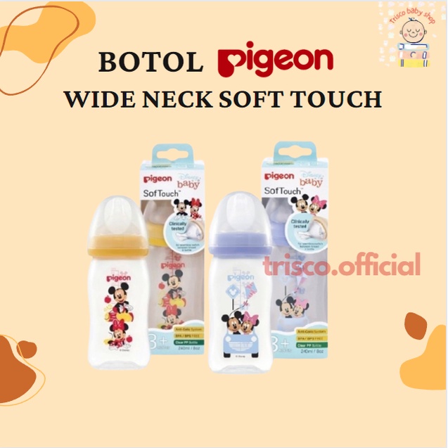 Pigeon  Botol Wide Neck Disney Soft Touch Peristaltic Plus 160ml dan 240ml Original