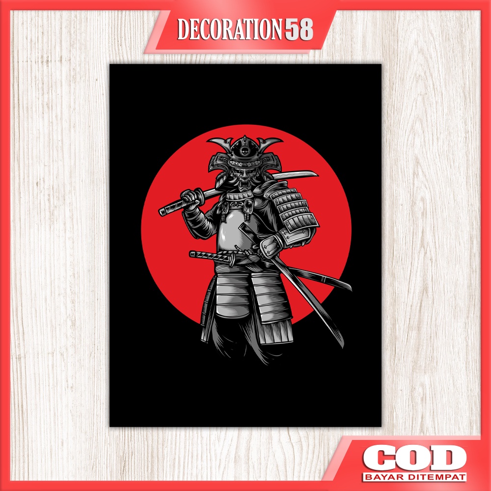 Wall Decor Dekorasi Hiasan Pajangan Dinding Rumah Kamar Tidur Poster Kayu Motif  Cultur Japan Samura