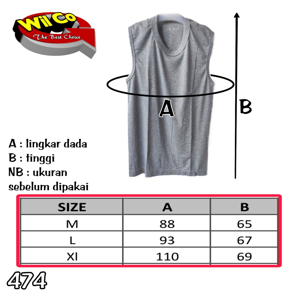 K474T - (HARGA PER 3 PCS) KAOS DALAM PRIA TANPA LENGAN PAKAIAN DALAM PRIA AGREE RANDOM