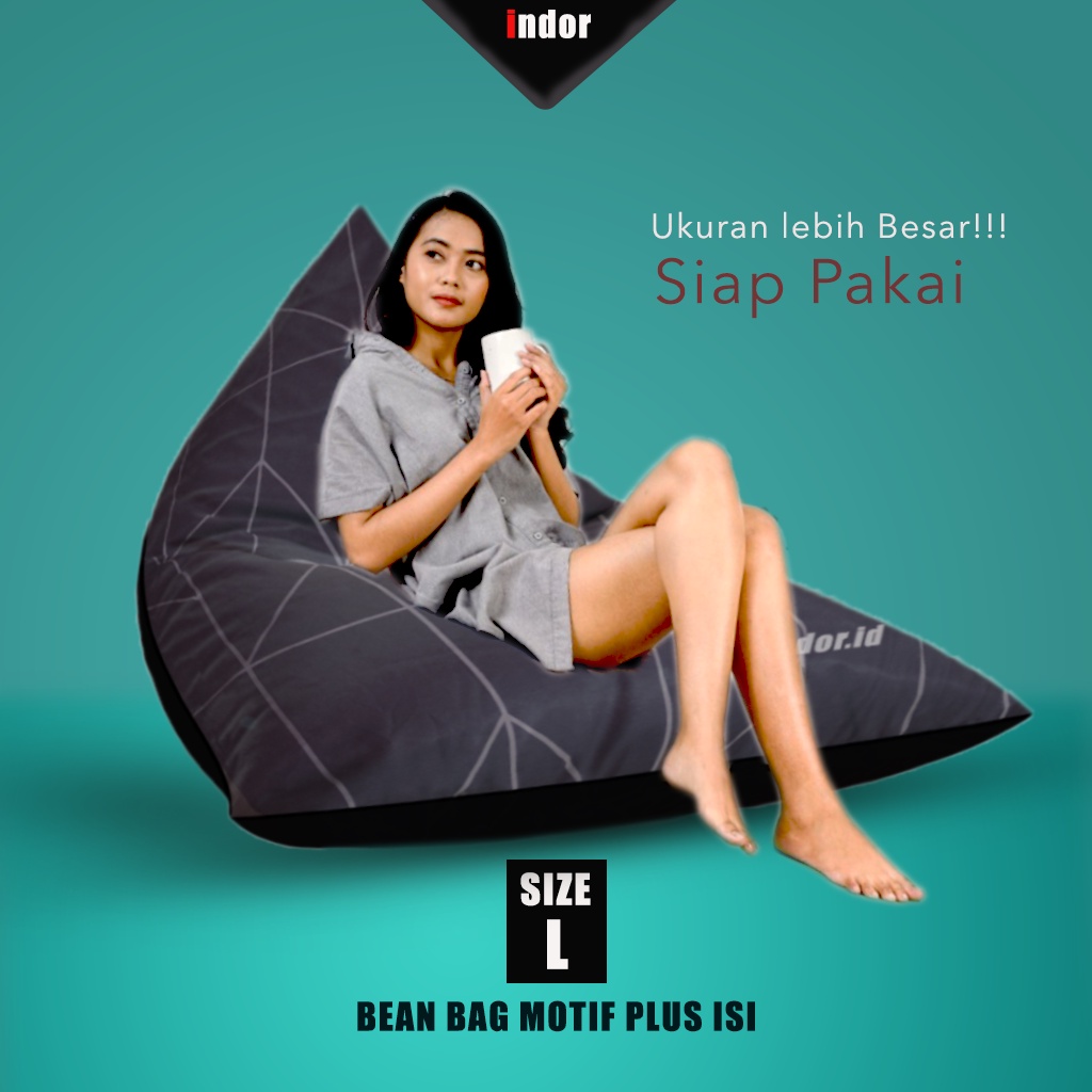 indor.id BEAN BAG Plus isi Size L Lebih BESAR Siap Pakai - Bean bag Besar - Bean Bag Murah - Bean Bag DEWASA