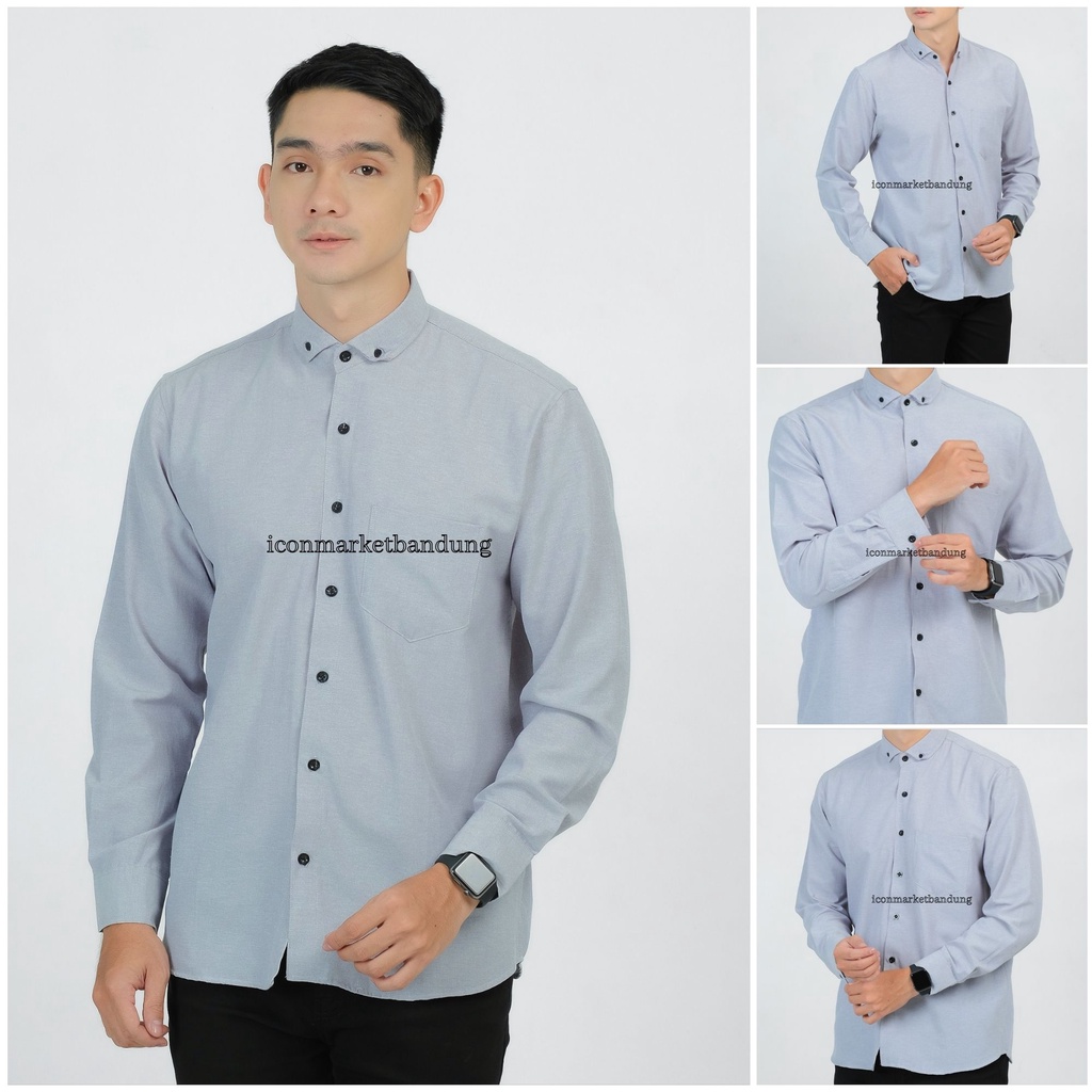 Kemeja Polos Lengan Panjang Pria Size M L XL XXL Original Icon Market Bandung / Pakaian Semi Formal