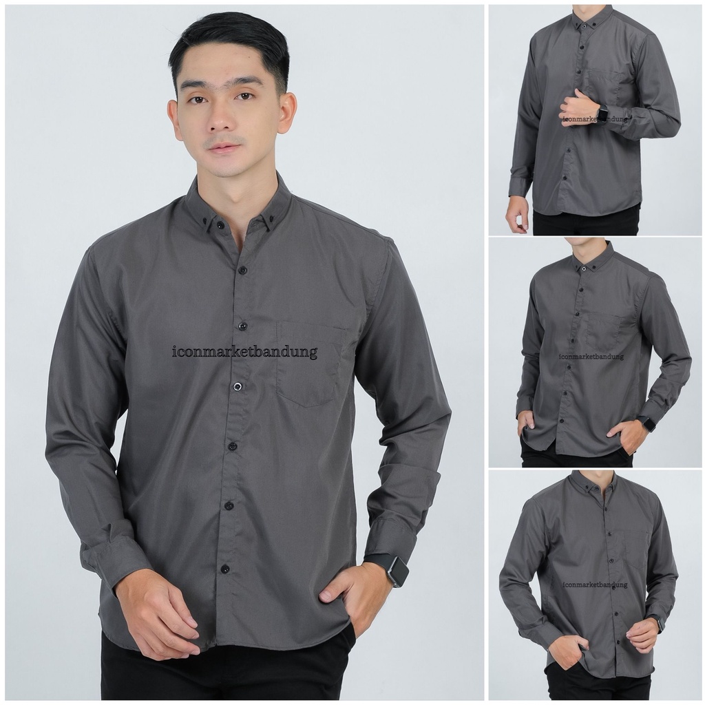 Kemeja Polos Lengan Panjang Pria Size M L XL XXL Original Icon Market Bandung / Pakaian Semi Formal