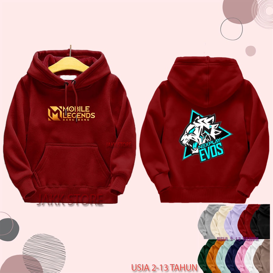 Hoodie ML Anak Laki Laki Keren/Hodie EVOS Anak Anak Usia 2 3 4 5 6 7 8 9 10 11 12 13 Tahun Terbaru/Sweater Switer MOBILE LEGENDS Anak Cowok Hitam