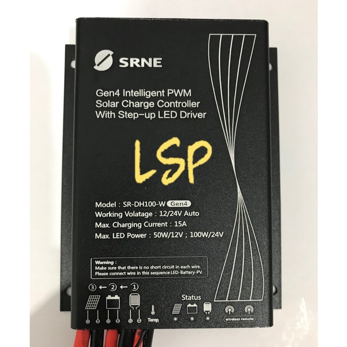SRNE Solar Charge Controller 15A SR-DH-Li Auto 12V/24V