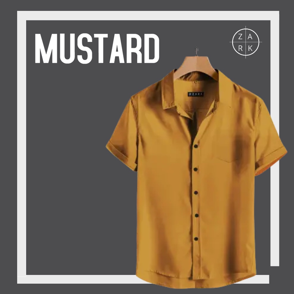 Kemeja Pria Polos - Mustard