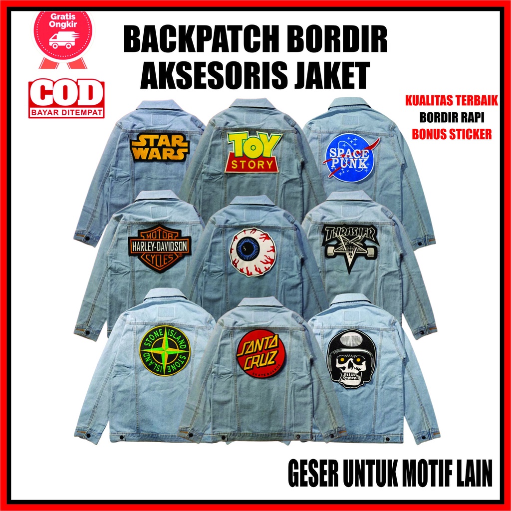 Backpatch Bordir Besar Band Brand Patch Besar Punggung Emblem Bordir Jaket Big Patch Bordir