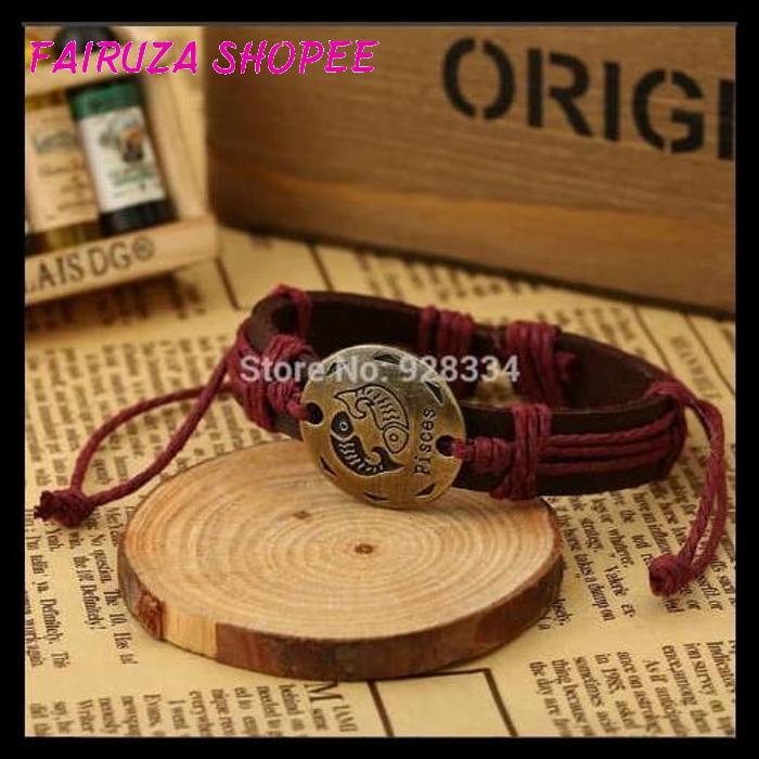 GELANG KULIT ZODIAC LEO EMAS LINGKAR BARU   GELANG KULIT ZODIAC LEO EMAS LINGKAR BARU   IMPORT