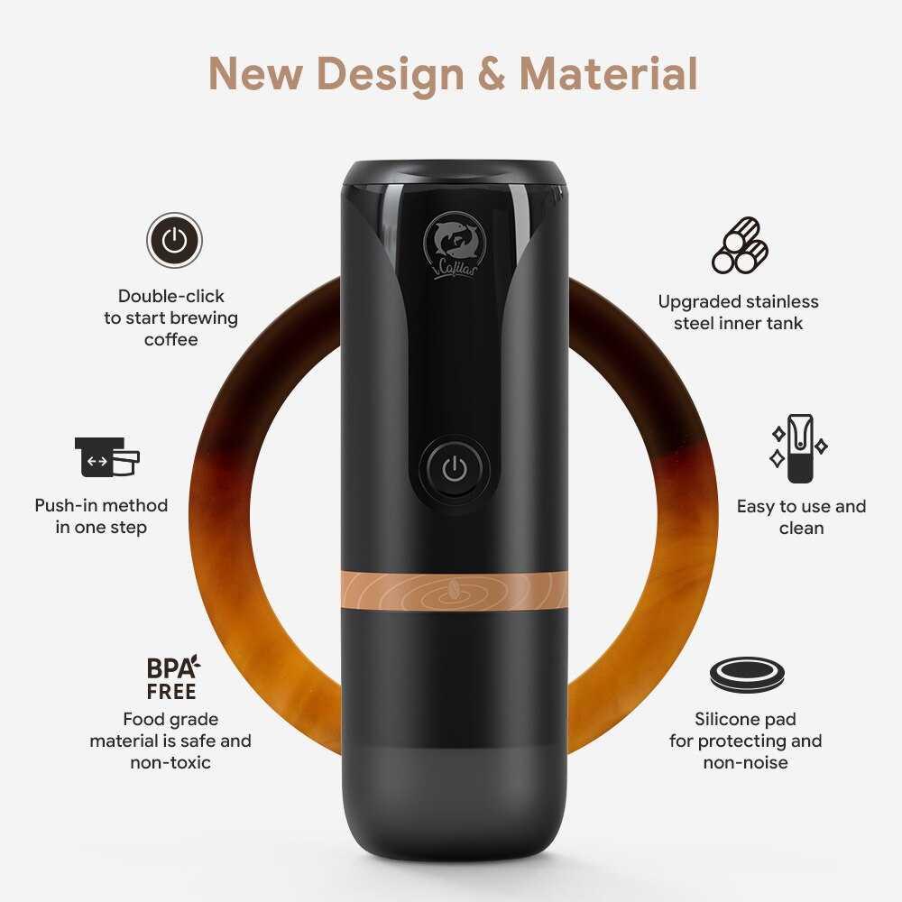 iCafilas Mesin Espresso Portable Nanopresso Electric Handheld 2 in 1 - YJ04 - Black