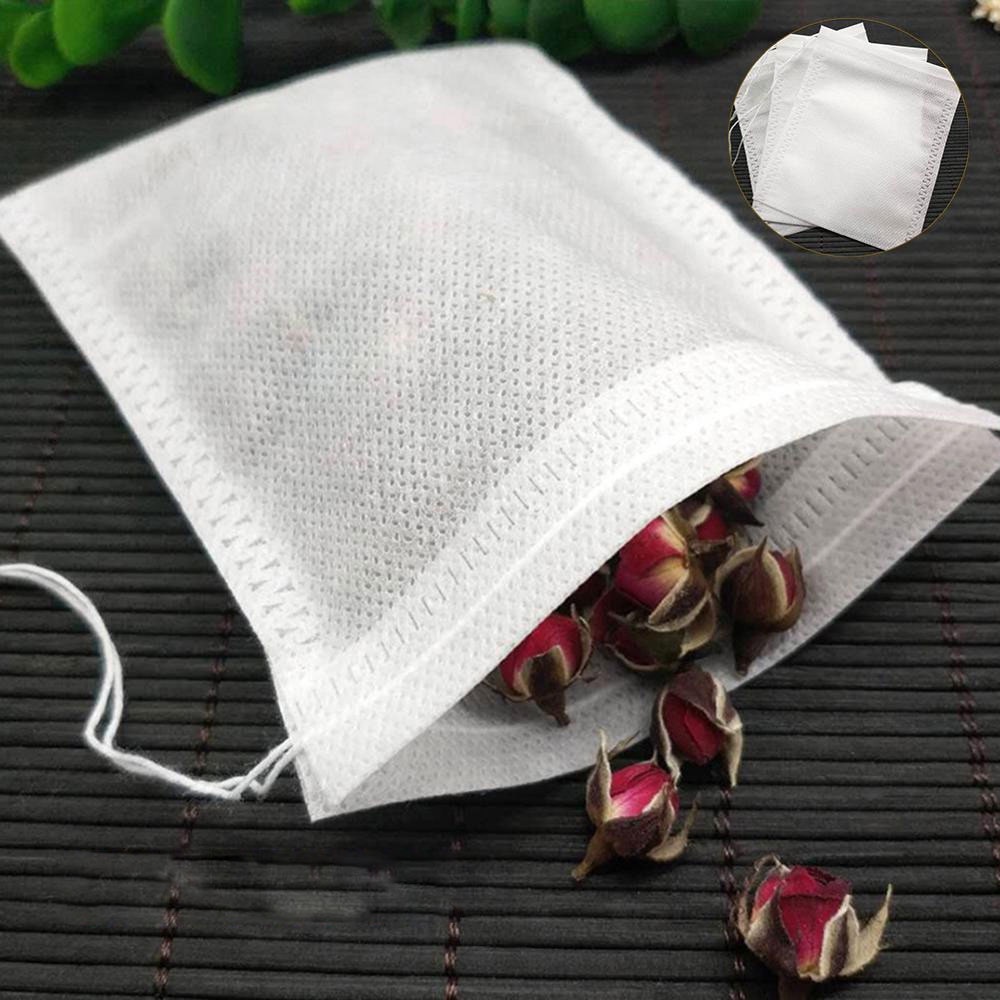 Kantung Filter Saringan Teh Tea bag Drawstring Disposable 100 PCS - M100 - White