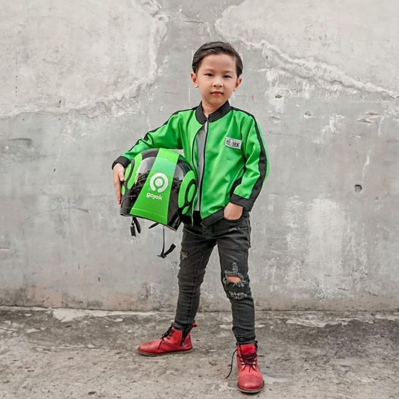 Kostum Jaket Anak Model Go-Jek