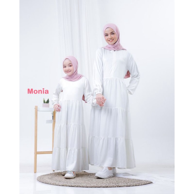 Nami Dress by Monia Hijab Kids Polos size Anak-Remaja | Dress Putih | Dress Manasik