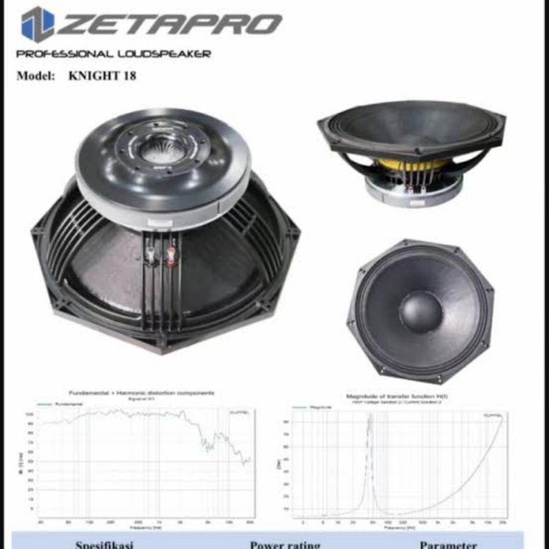 SPEAKER SUBWOOFER ZETAPRO KNIGHT 18 ORIGINAL VC 5 INCH KNIGHT18