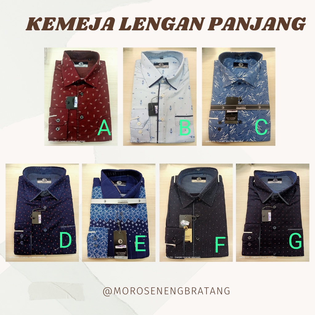hem kemeja pria dewasa lengan panjang V4 classic motif size M