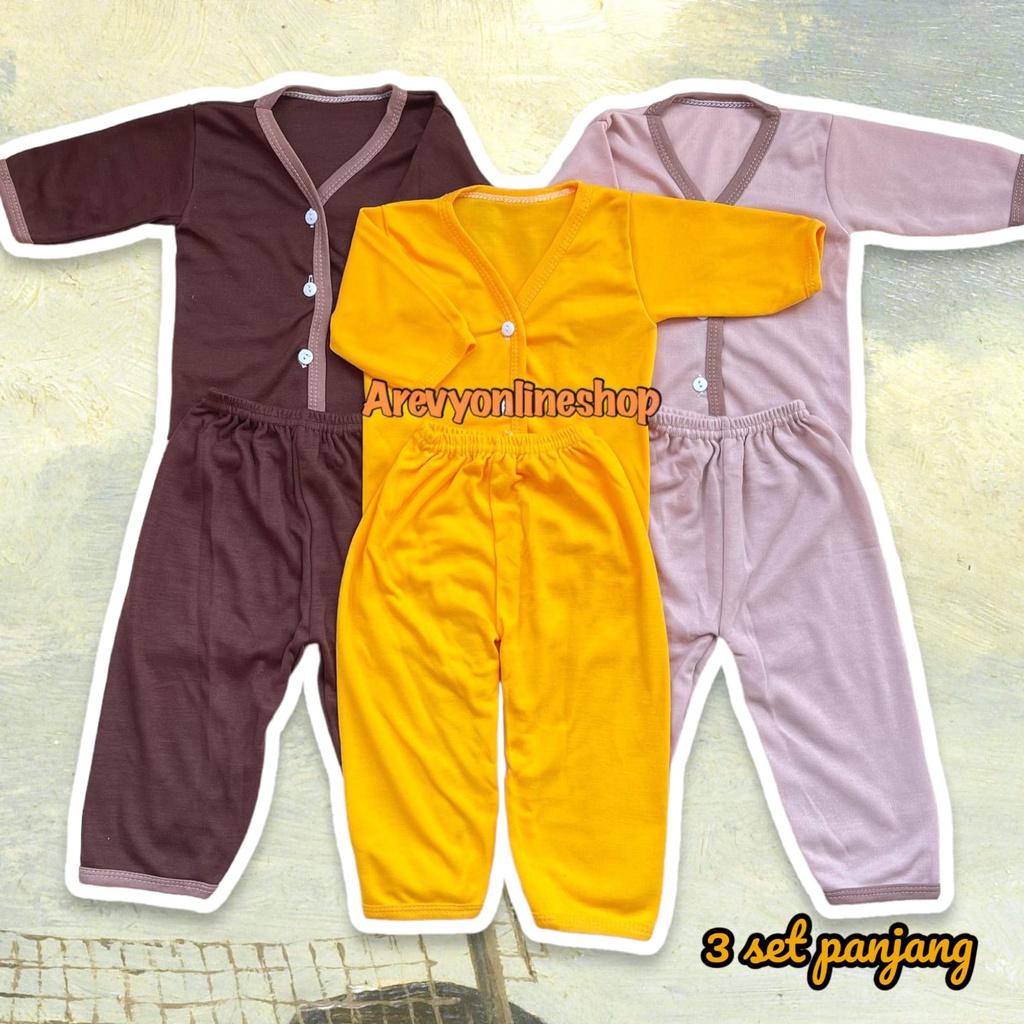 6 pcs 3 Set Setelan Baju Bayi Baru Lahir Lengan Pendek Katun Lengan Panjang Celana Pendek Celana Panjang Halus Lembut SNI Baju Celana Paket Newborn Baby Perlengkapan Bayi