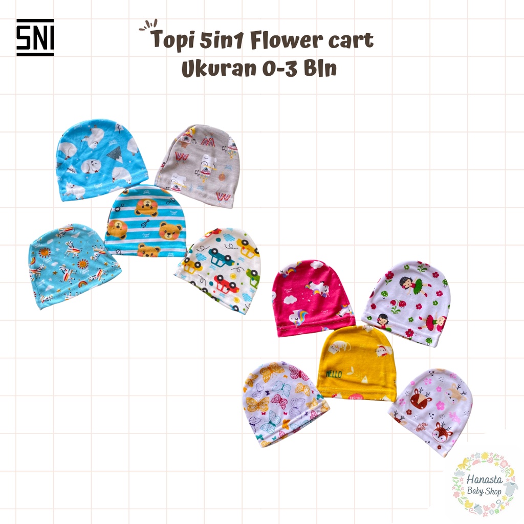 Topi Bayi Newborn 5in1 Flower Cart