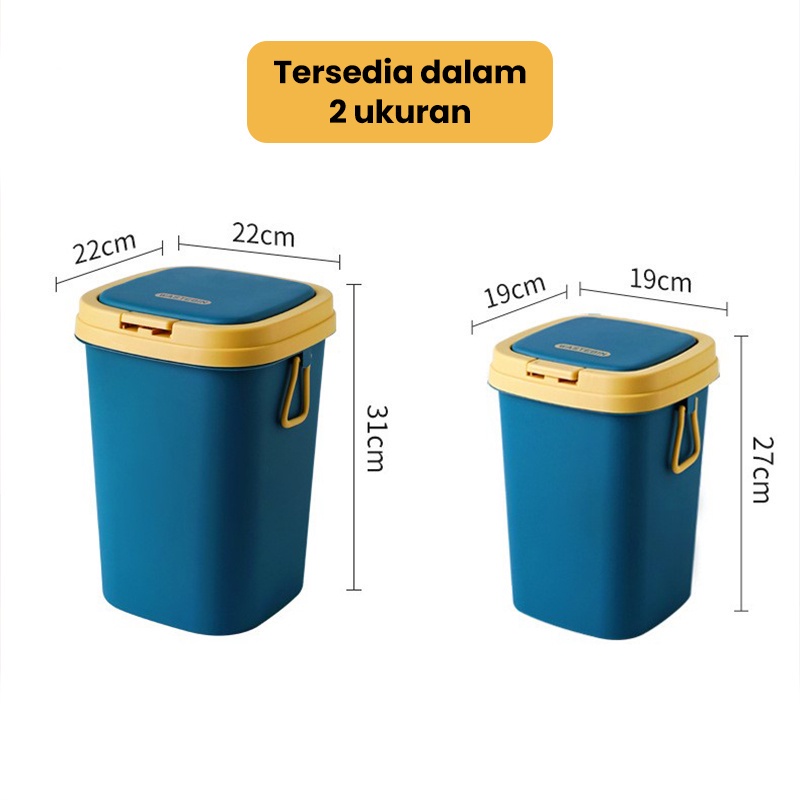 MMM Tempat Sampah Kamar Kotak Sampah Rumah Tertutup Tong Sampah Dapur Kamar Keranjang Sampah Plastik Serbaguna