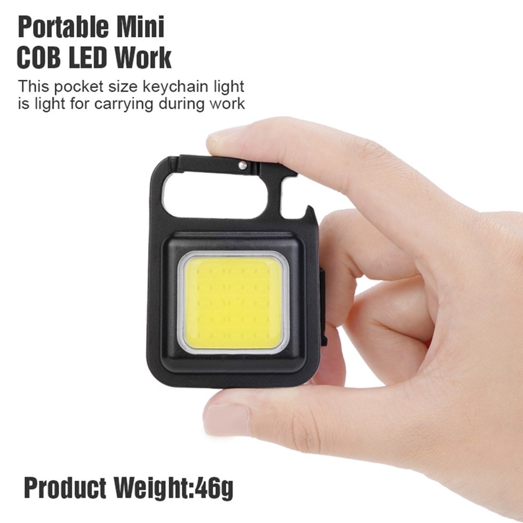 MMM Gantungan Kunci Lampu Senter Mini Camping Chargeable Super Terang Emergency Lamp Kemping Flashlight LED Portable Cas USB Type C COB Rechargeable Keychain Light Box