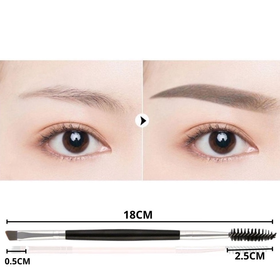 MMM Kuas Alis Double Eyebrow Brush 2 IN 1 Dengan Sikat Bulu Mata Premium Pembentuk Alis 1 Sikat dan Kuas Brush Tipis Murah