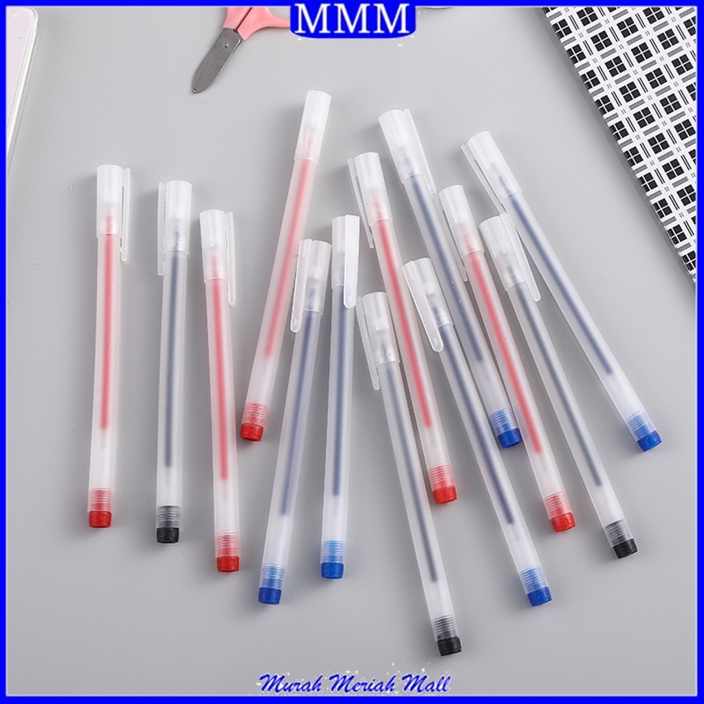 MMM Pulpel Gel 0.5mm Bolpoin Pena Pulpen Tinta Gel Cair Pena Transparant Buram Pen Gel