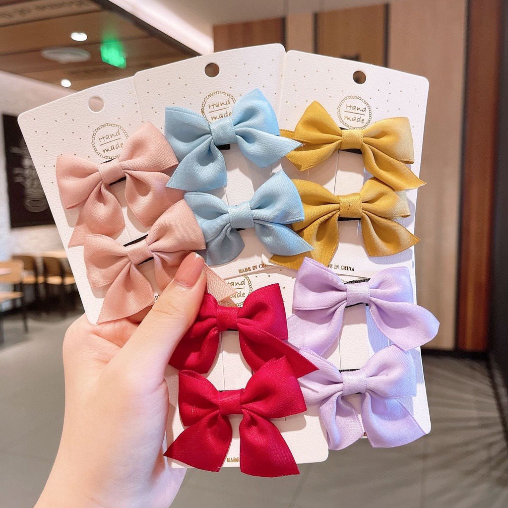 MMM Jepit Rambut Pita Anak Lucu 2 in 1 Jepitan Rambut Fashion Ribbon Hair Pin Gaya Korea Kids Import Murah
