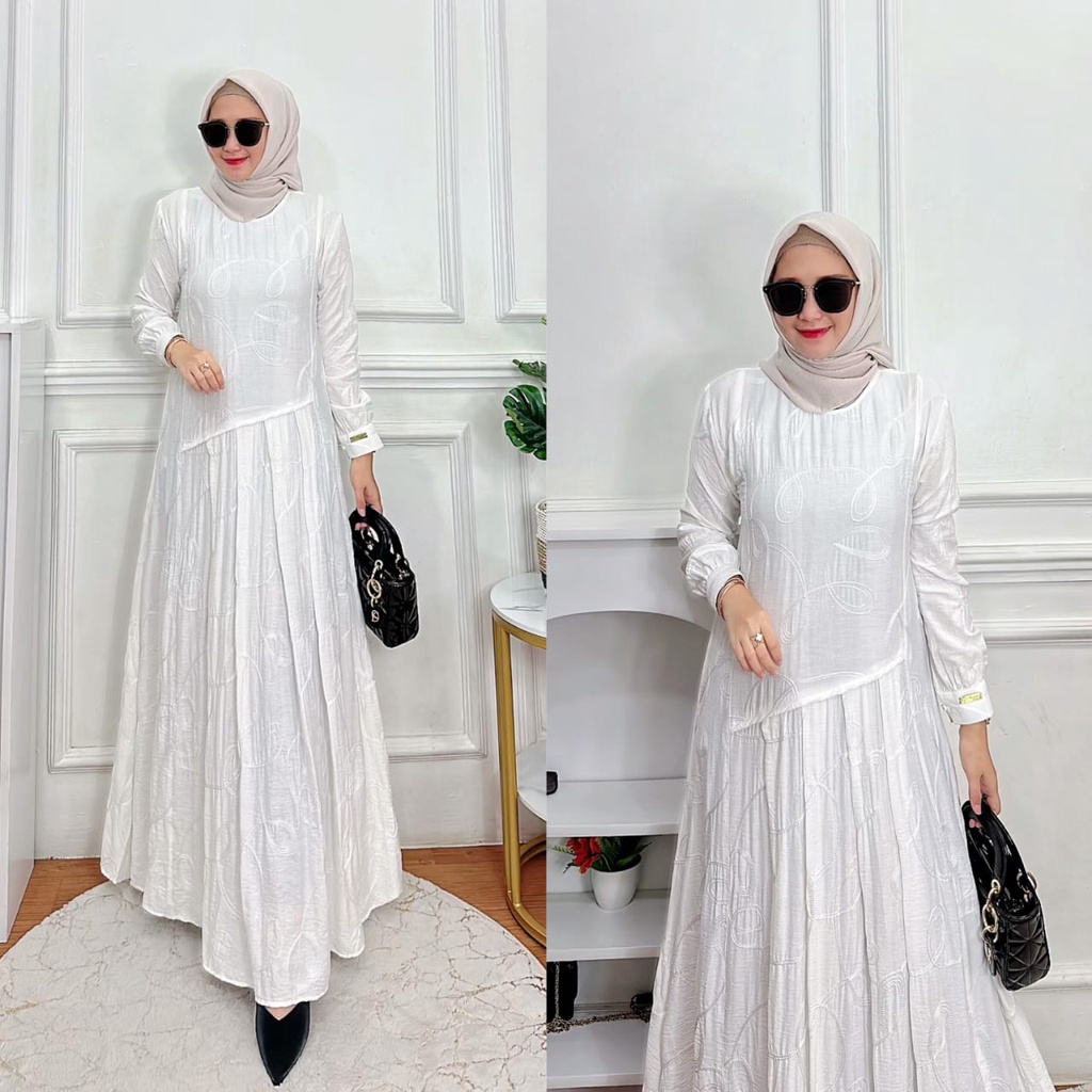 GAMIS DRESS COTTON LINEN BORDIR IMPORT IRENA FASHION ORIGINAL