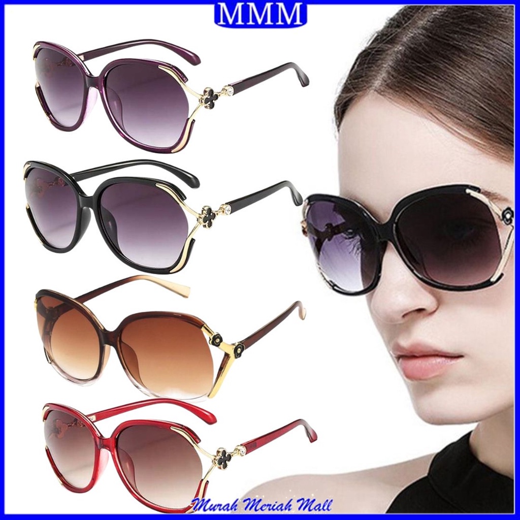 MMM Kacamata Wanita Hitam Motif Flower Korea Style 6603 Anti UV Kaca Mata Wanita Motif Flower Di Bingkai Women Korean Fashion Sunglassess Murah Import