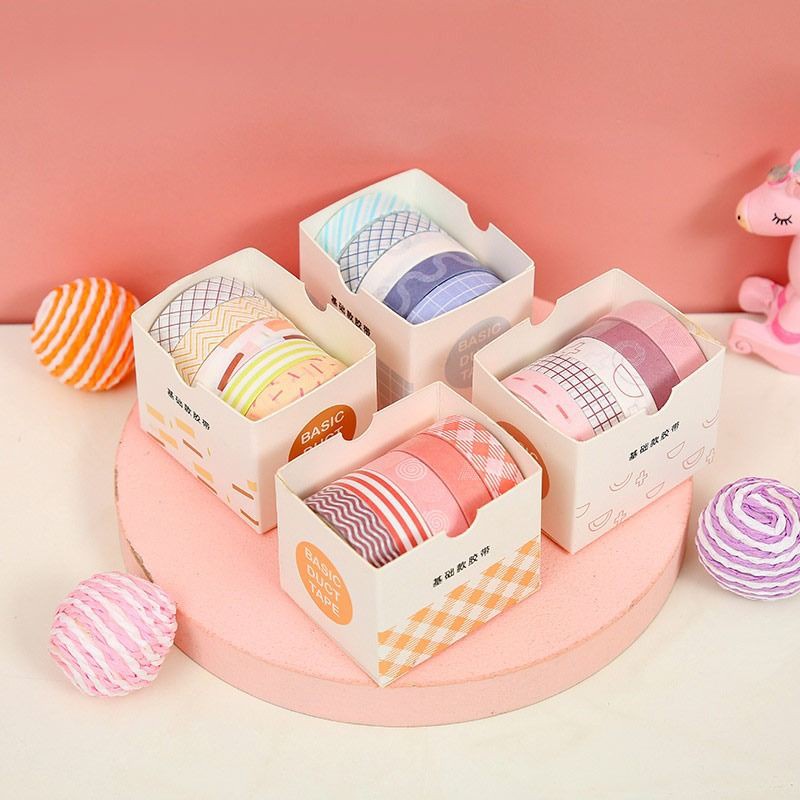 MMM Masking Tape Set Color 5pcs Essential Collection Isi 5 Selotip Bahan Kertas Washi Warna Warni Murah