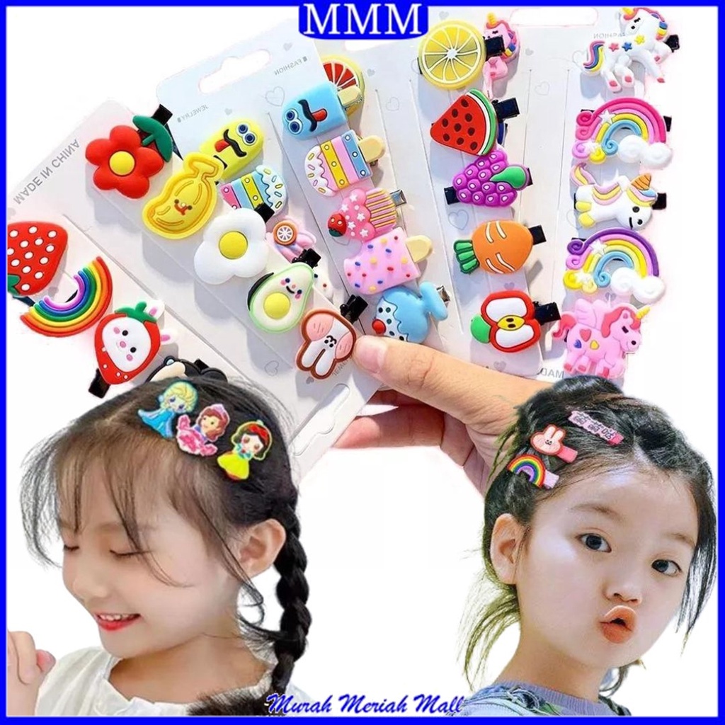 MMM Jepit Rambut Anak Perempuan Fashion Lucu 10 in 1 Jepitan Rambut Anak Fashion Karakter Jepitan Hair Pin Gaya Korea Kids Unicorn Ice Cream Import Murah