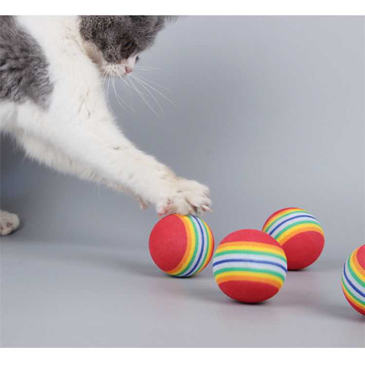 MMM Mainan Gigitan Bola Garis Rainbow Kucing Cat Toys Mainan Hewan Peliharaan Doggy