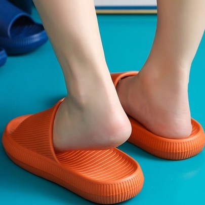 MMM Sandal Slop Karet Tebal Polos Garis Rumah Berkualitas 6493 Sendal Kamar Mandi EVA Empuk Sendal Karet Couple Garis Home Slipper Anti Slip Wanita Pria Gaya Korea Murah Import