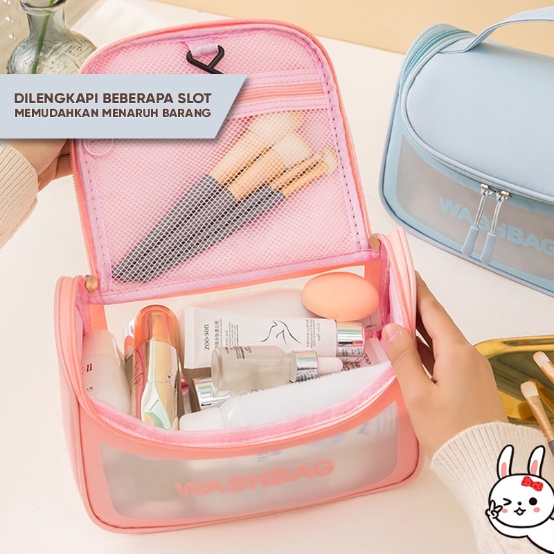 MMM Tas Kosmetik Transparant WASHBAG Pouch Travel Make Up Bag Organizer Dompet Kosmetik Toiletry Waterproof Pouch Kosmetik Transparant Travel